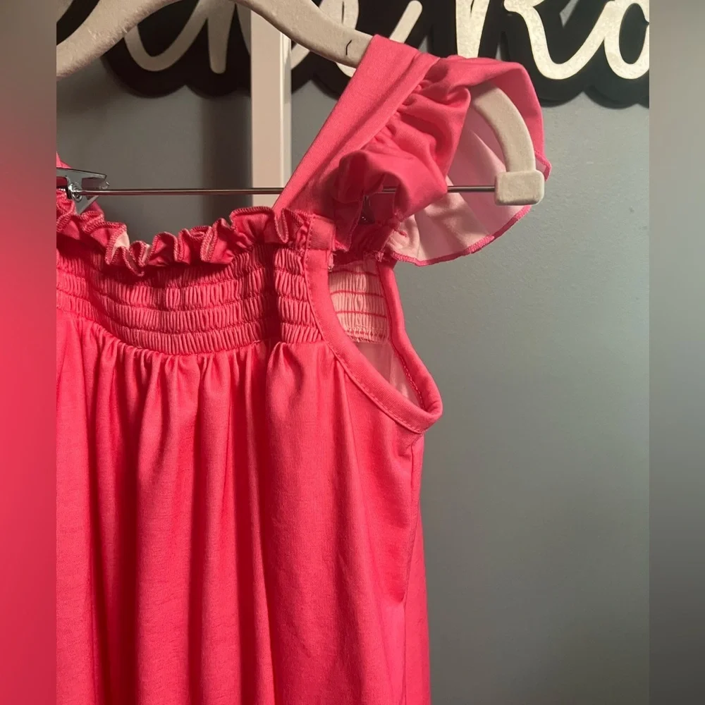 Girls' Pink Ruffle Tank Shoulder Smocked Dress NWOT Boutique